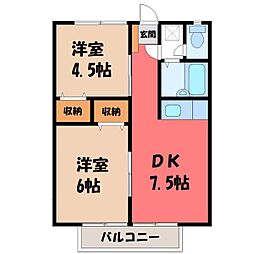 コーポサンシャイン2 2DKの間取図画像
