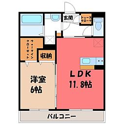 アンジュールB 1LDKの間取図画像