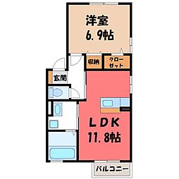 アバンサールD 1LDKの間取図画像