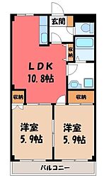 サウス・フォレストA 2LDKの間取図画像