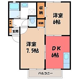 UTENA 2DKの間取図画像