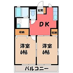 フィオーレ若松原F 2DKの間取図画像