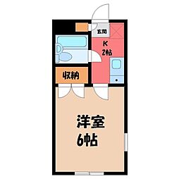 プランドール西川田 1Kの間取図画像