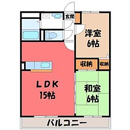 ヴィラ・セラヴィー岩曽 2LDKの間取図画像