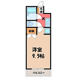 カスティール・イン宇都宮 1Kの間取図画像