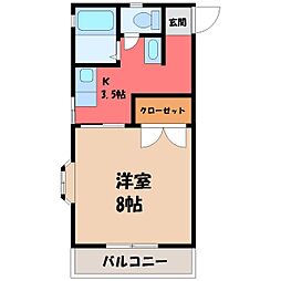 グランドールA 1Kの間取図画像