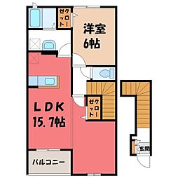 サンエミB 1LDKの間取図画像