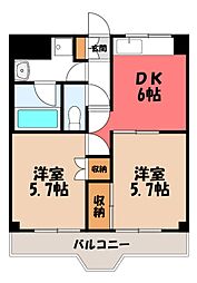 アザレヤマンション 2DKの間取図画像