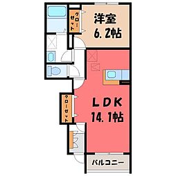 メゾンオーブB 1LDKの間取図画像