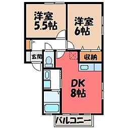 レーベン1 2DKの間取図画像