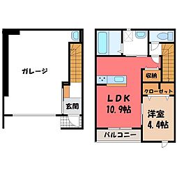 アウトリメッサA 1LDKの間取図画像