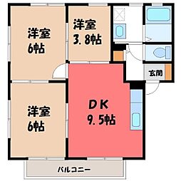 サンガーデン小金井弐番館 2DKの間取図画像