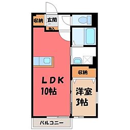 エルメゾンひかりB 1LDKの間取図画像