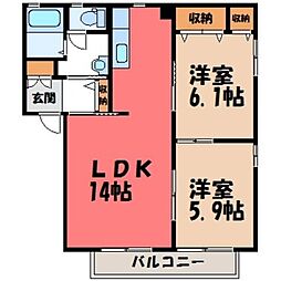 グレイスタウンA 2LDKの間取図画像