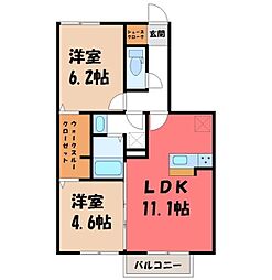 グリーンハイツK 2LDKの間取図画像
