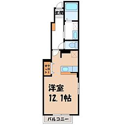 シャンドフルール関2 ワンルームの間取図画像