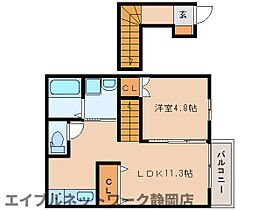 静岡県静岡市葵区北安東4丁目（賃貸アパート1LDK・2階・43.12㎡） その2