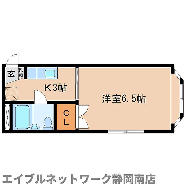 静岡県静岡市駿河区大谷(賃貸マンション1K・2階・22.74㎡)の写真 その2