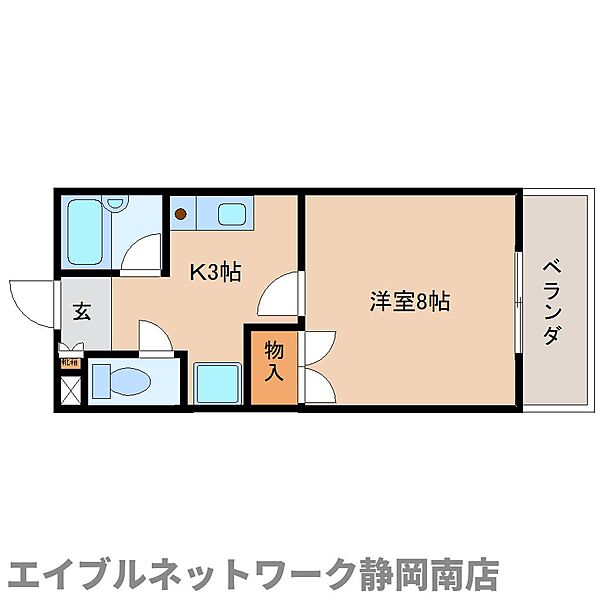 静岡県静岡市駿河区大谷(賃貸マンション1K・3階・25.91㎡)の写真 その2