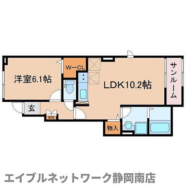 静岡県焼津市西小川4丁目(賃貸アパート1LDK・1階・44.02㎡)の写真 その2