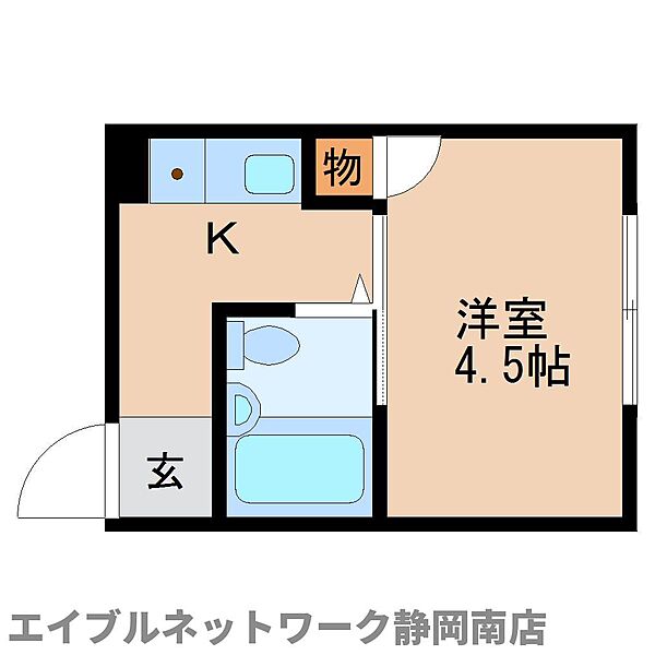 静岡県静岡市駿河区小鹿1丁目(賃貸マンション1K・2階・13.50㎡)の写真 その2