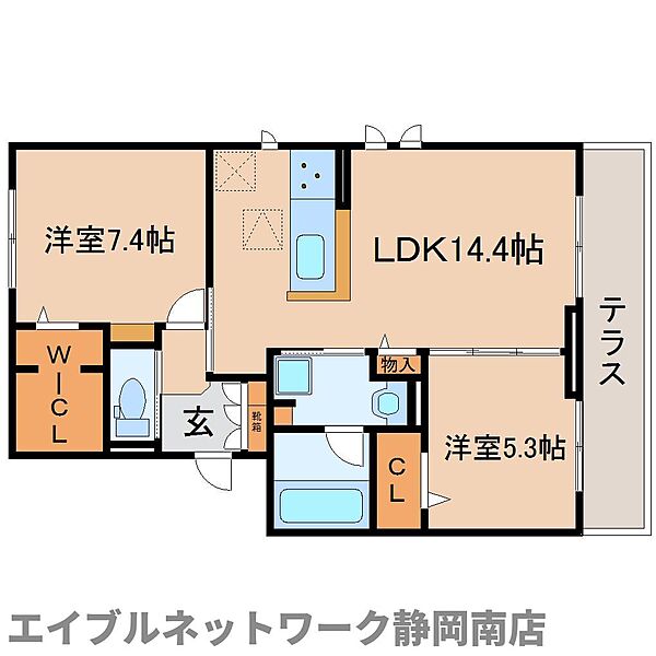 静岡県静岡市駿河区高松(賃貸アパート2LDK・1階・62.95㎡)の写真 その2