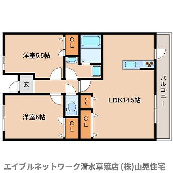 静岡県静岡市葵区瀬名川2丁目(賃貸マンション2LDK・2階・59.22㎡)の写真 その2