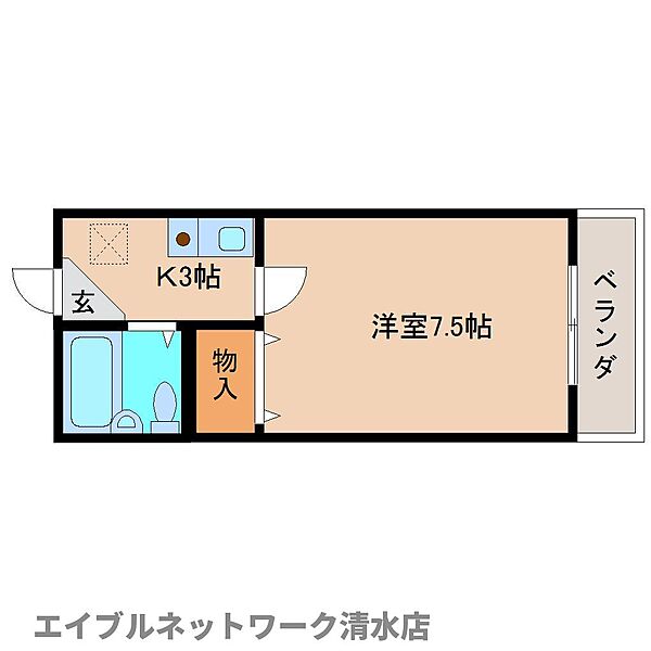 静岡県静岡市清水区巴町(賃貸マンション1K・3階・21.60㎡)の写真 その2