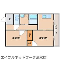 静岡県静岡市清水区有東坂1丁目（賃貸マンション2K・3階・37.44㎡） その2