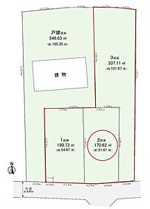 区画図：【全4区画・2区画】建築条件はありません、お好きなハウスメーカー・工務店で建築出来ます。