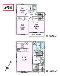 狭山市水野・全2棟　新築一戸建　2号棟　〜駐車並列2台可〜