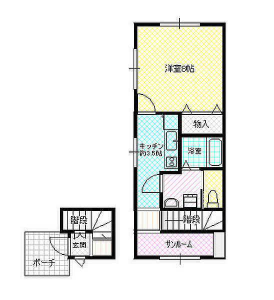 アバンティ上田島 201｜富山県富山市婦中町宮ケ島(賃貸アパート1K・2階・38.56㎡)の写真 その2