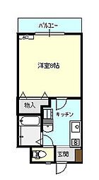 金泉寺オダケビル 1Kの間取図画像