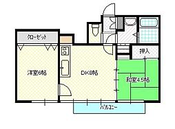 コーポ米島 2DKの間取図画像