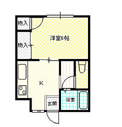 レヴール綾田A 1Kの間取図画像