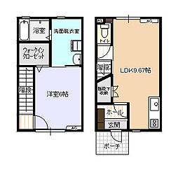 ビオラ新富山A棟 1LDKの間取図画像