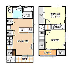 ファイン田島D棟 2LDKの間取図画像
