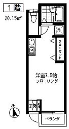 T.ハイツ ワンルームの間取図画像