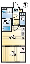 ELFARO下北沢 1DKの間取図画像