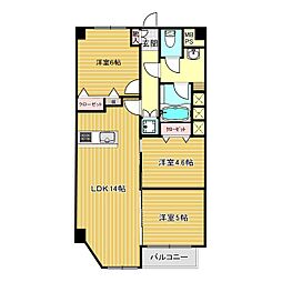 まんしょん中目黒 3LDKの間取図画像