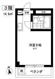 本郷ハイツ ワンルームの間取図画像