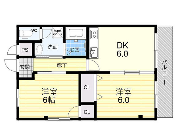 メゾン荻田 405｜大阪府大阪市福島区福島３丁目(賃貸マンション2DK・4階・44.00㎡)の写真 その2