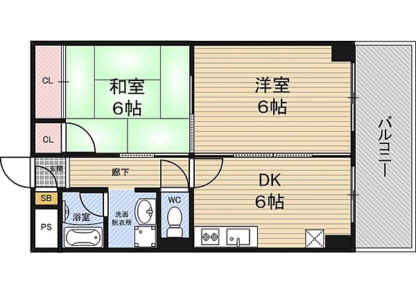 ＡＴＯＬＬ ｜大阪府大阪市福島区吉野５丁目(賃貸マンション2DK・6階・40.00㎡)の写真 その2