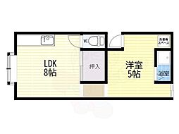 堂島マンション 1LDKの間取図画像