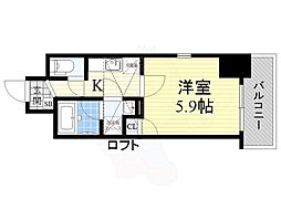 京阪電鉄中之島線 なにわ橋駅 徒歩6分の賃貸マンション 13階1Kの間取り