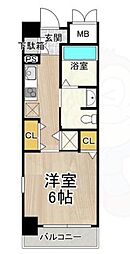 CITYSPIRE靭公園 1Kの間取図画像