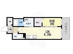 Alivis九条 1LDKの間取図画像