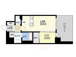J.GRANCourt京町堀 1LDKの間取図画像