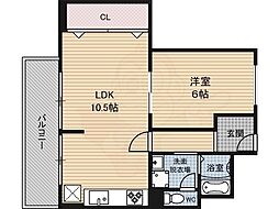 福島スカイハイツ 1LDKの間取図画像
