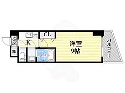 カスタリアタワー肥後橋 1Kの間取図画像